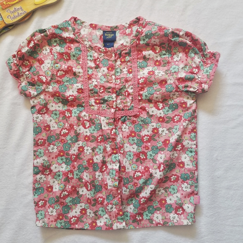 Oshkosh B'gosh Pink Floral Cotton Shirt sz 4T
